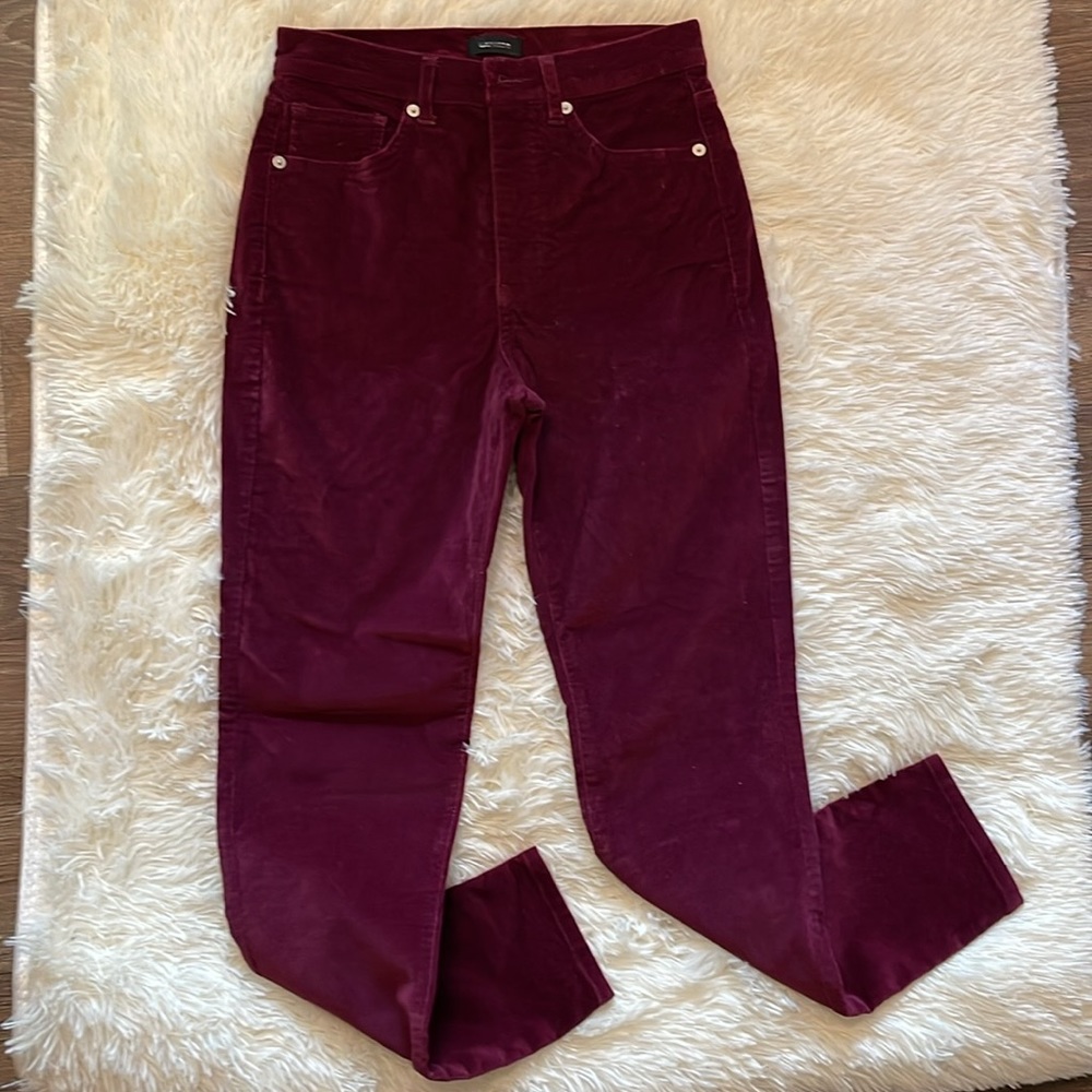 Express Skinny Dark Purple / Maroon Velvet feel Pants - Picture 2 of 4